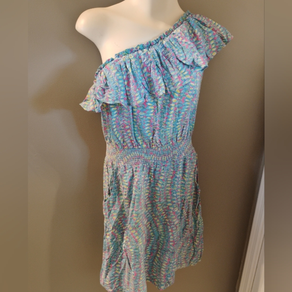 Lilly Pulitzer Size Small Jessy Multicolor Clam Jam Dress Ruffle One Shoulder